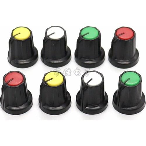 10 Piece 15 * 16.5mm two-color plastic knob flower shaft inner hole 6mm potentiometer switch adjustment knob