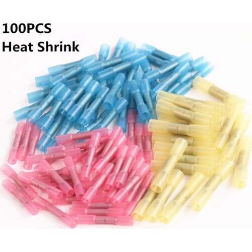 120PCS Waterproof Heat Shrink Terminals Insulated Seal Butt Electrical Cable Wire Connectors Crimp Terminals Kit
