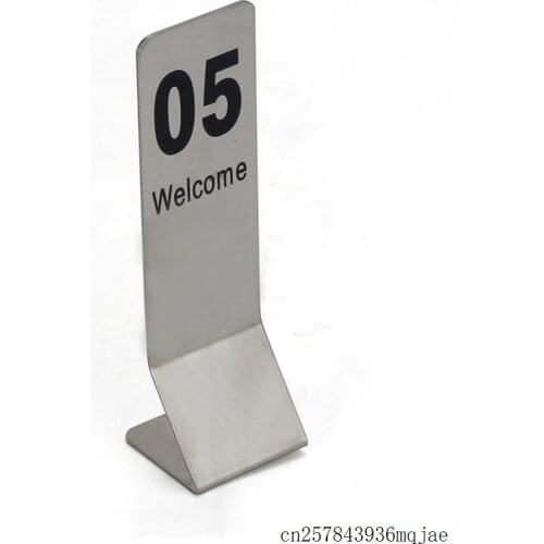 20 pcs Table Number Sign Stand Metal Desk Number Sign Plate Stand Desktop Sequence 21.5*6cm Stainless Steel