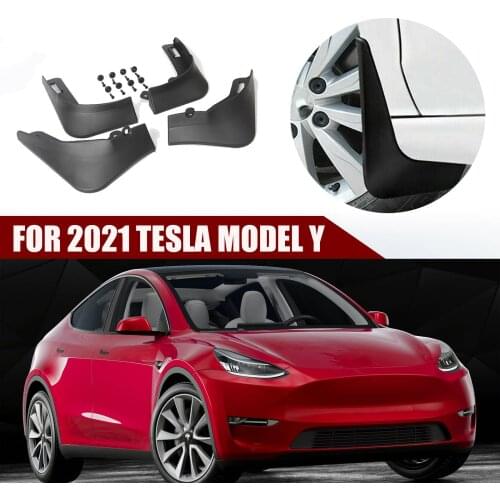 4Pcs for 2020 2021 Tesla Model Y Mudguards Black Plastic Mud Flap Flaps Splash Guards Punch-free mudguard