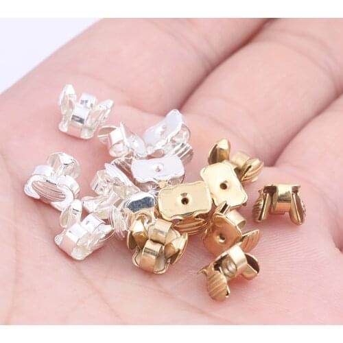 50pcs Silver Plated Metal Copper Jewelry Making Diy Butterfly Earring Backs