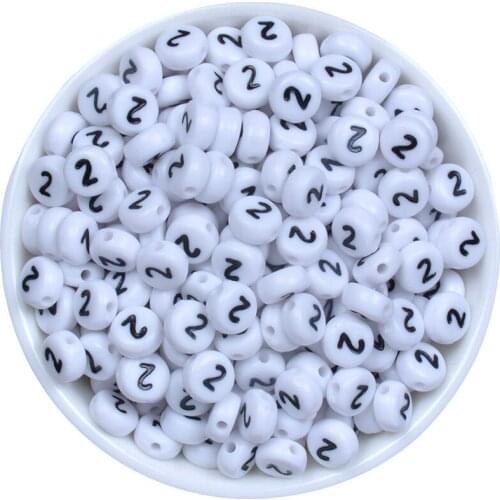 Single letter 2 Alphabet Letter Acrylic Flat Round Spacer Beads White 7mm For Jewelry Making Women Children DIY Bracelet