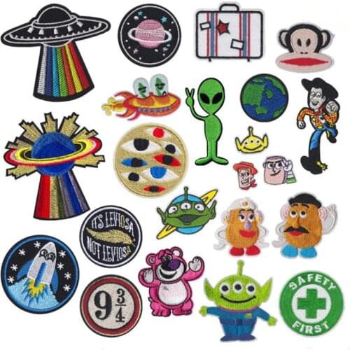 Unknown Space Alien Rocket Stranger Things UFO Iron Patch for Clothing Punk Embroidered DIY Parches Appliqu
