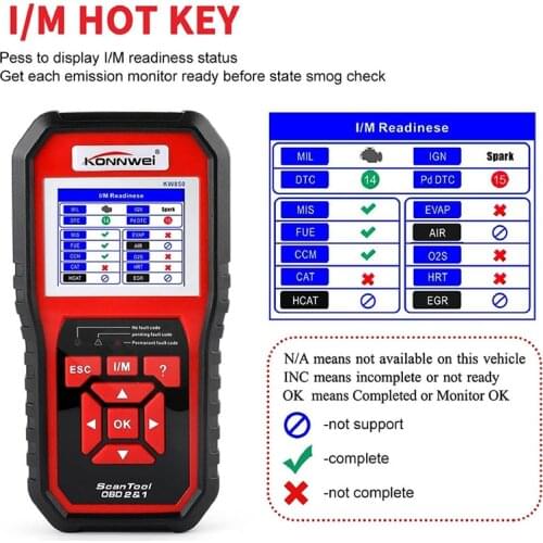 Car Diagnostic Scanner Tools OBD 2 Auto Diagnostic Tool Check Engine Automotive Car Scanner Code Reader Black KONNWEI KW850 OBD2