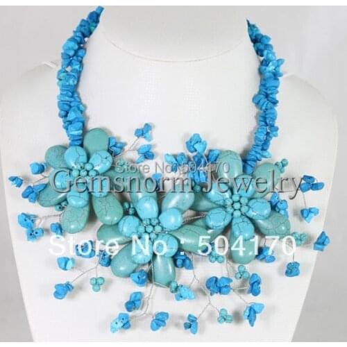 Free Shipping! Charming Blue Stone Necklace Euramerican Style Fancy Necklace Floral Jewelry Latest Fashion Hot TN106