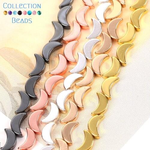 8x5mm Natural Beads Moon Shape Hematite Stone Loose Spacer Beads For Jewelry Making DIY Necklace Bracelet Accessories 15