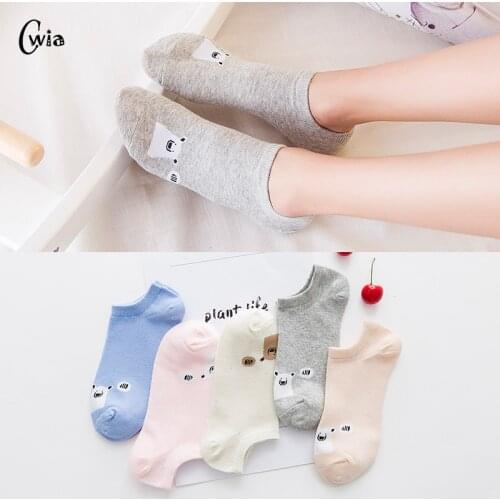 Cotton animal pattern comfortable girl womens boat socks ankle low female invisible color girl boy hosiery 1pair=2pcs WS100