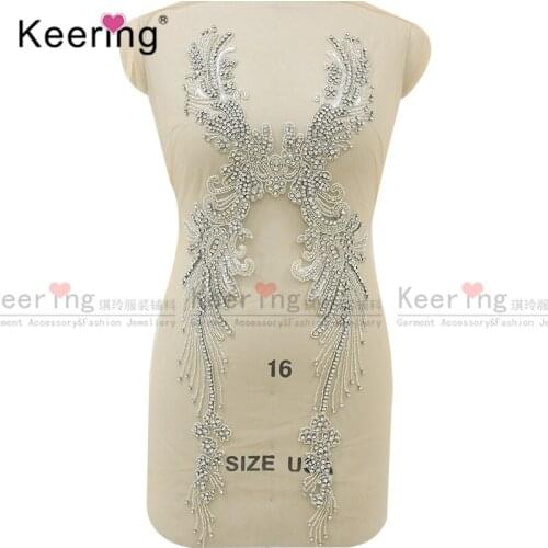 Keering Blingbling silver crytal rhinestone bodice for wedding dress WDP-015