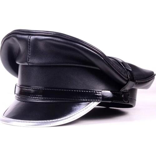 Luxury Winter Genuine Leather Hat Men Male Germany Officer Visor Cap Locomotive Retro German Military Hat Cortical Casquette