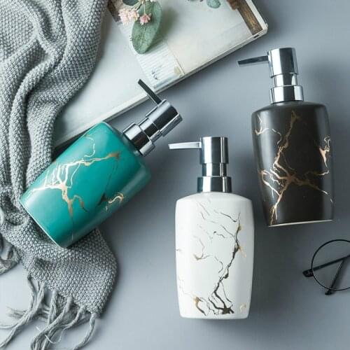 Imitation Marble Pattern Ceramic Liquid Soap Dispenser 350ml Shampoo Dispenser Hand Sanitizer Bottle Bathroom Accessories
