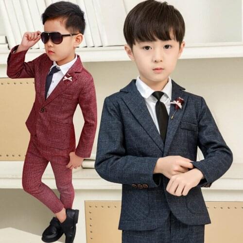 Childrens Formal Dress Suit Sets Kids Host Performance Wedding Cosutume Boys Blzer Shirt Tie Pants Clothing Sets