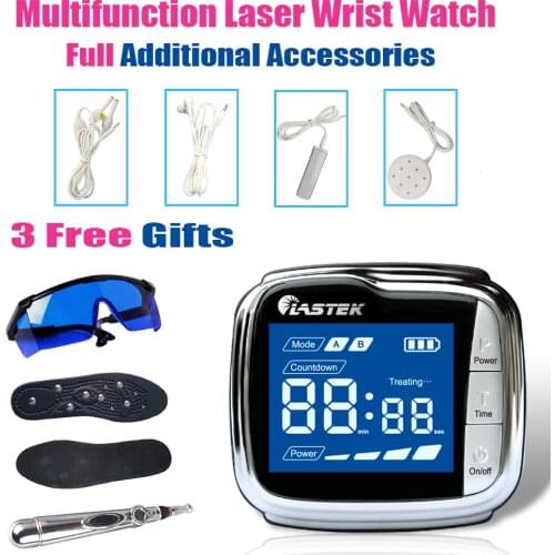 LASTEK Multifunction Therapy Device Full Accessories Pain Relief Pharyngitis Diabetics Hypertension Laser Wrist Watch Free Gifts