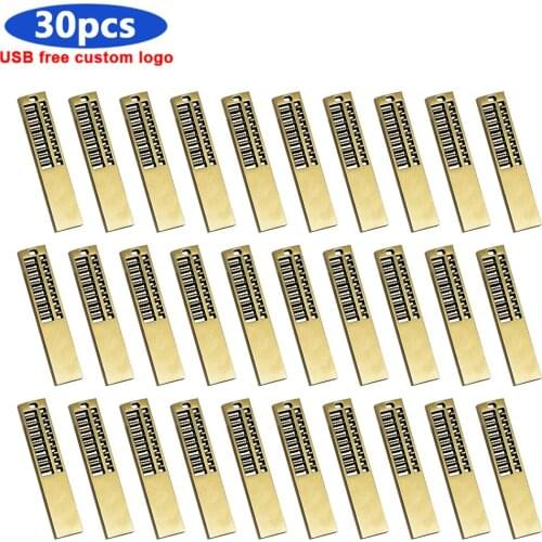 30pcs/lot custom logo Metal USB Flash Drive 128gb Pen Drive 4gb 8gb 16gb 32gb 64gb Usb 2.0 Flash Disk USB Memory Stick for gift