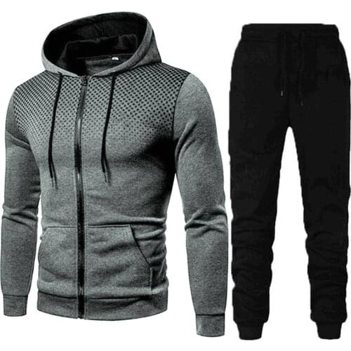 Mens Winter Drawstring Sports Casual Sweatshirt Sporting Sets Winter Jacket + Pants Casual Clothing Sportswear Sport Suit Sets