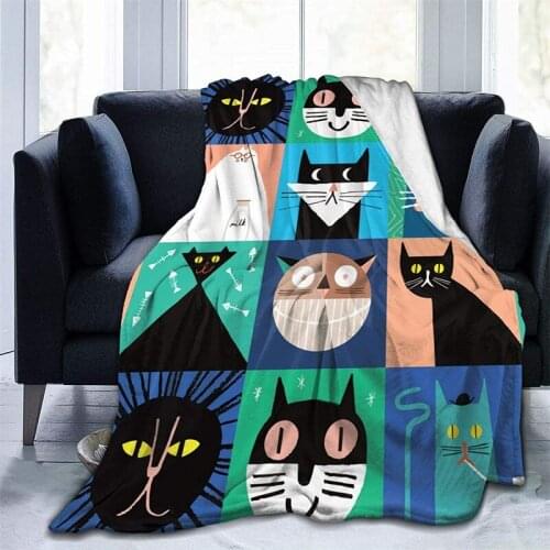 Razy Cats Soft Plush Gift Flannel Mrazy Catsicrofiber Fleece Bedspread Sherpa 3D-Printed Blanket Couch Bedroom Decorative