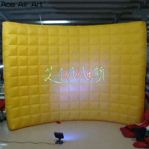 Customized LED yellow logo backdrop inflatable photo booth wall,backgroud wall for Wedding party in US