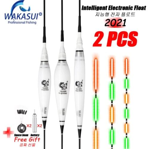 2021New 2Pcs Fishing Floats Smart LED Electronic Carp Float Luminous Smart Catfish For Nearsighted Fishing Lovers Tackle WAKASUI
