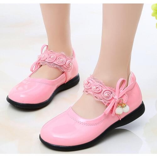 2021 New Children Elegant Princess PU Leather Sandals Kids Girls Wedding Dress Party Beaded Shoes For Girls