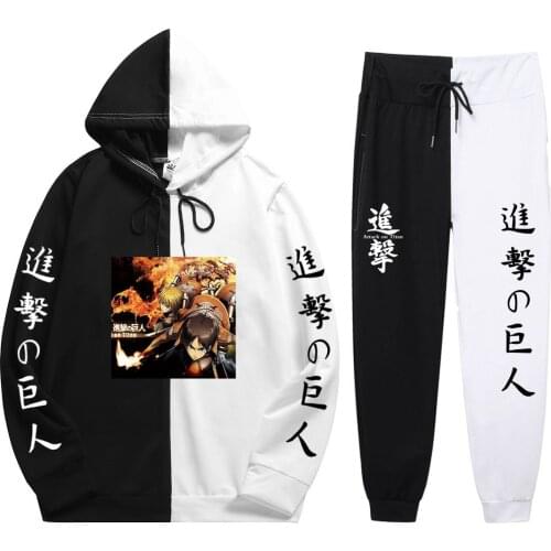 New Japanese Anime Attack on Titan Hoodie Pants Casual Men Women Tracksuits Casual Jogging Suits Harajuku