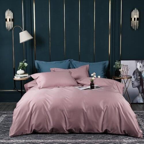 Solid Pink Gray Egyptian Cotton reversible Duvet cover Luxury Bedding Set 3/4pcs Breathable Ultra Comfort bed sheet pillowcases
