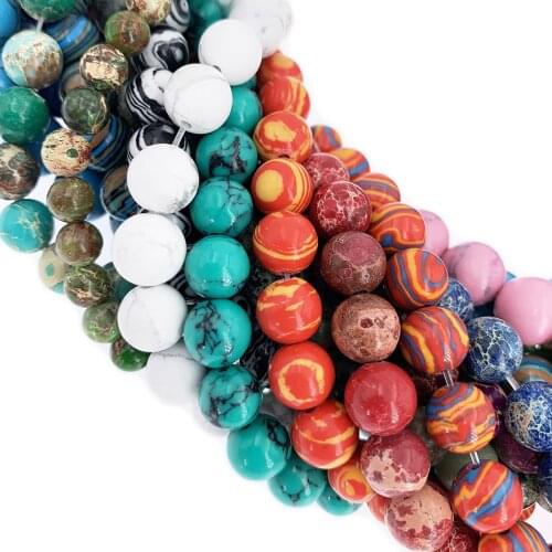 Wholesale Turquoises Sea Sediment Malachite Natural Stone Beads Loose Spacer Beads for Jewelry Making 4 6 8 10 12mm DIY Bracelet