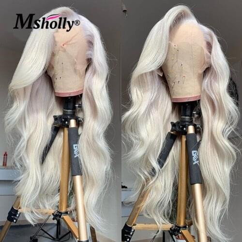 Platinum Blonde 13X4 Lace Frontal Wig Body Wave Lace Front Wig Brazilian Transparent Lace Wigs For Women Human Hair Pre Plucked