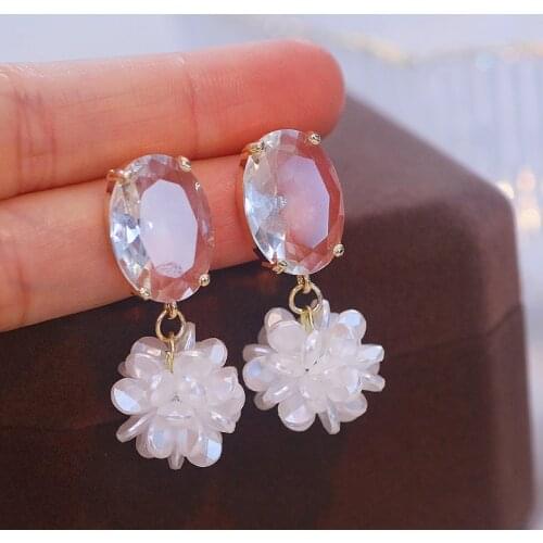 Luxury Shiny White Big Crystal Drop Dangle Earring for Women Fashion Elegant Bridal Wedding Jewelry Accessories Wholesale