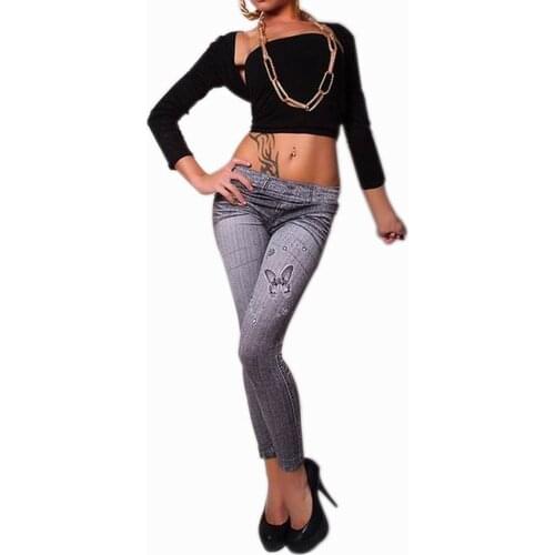 Sexy Skinny Jeggings Women Jean Leggings Fashion Skinny Stretchy Slim Butterfly Leggings for Female Midi Waist Thin Pants