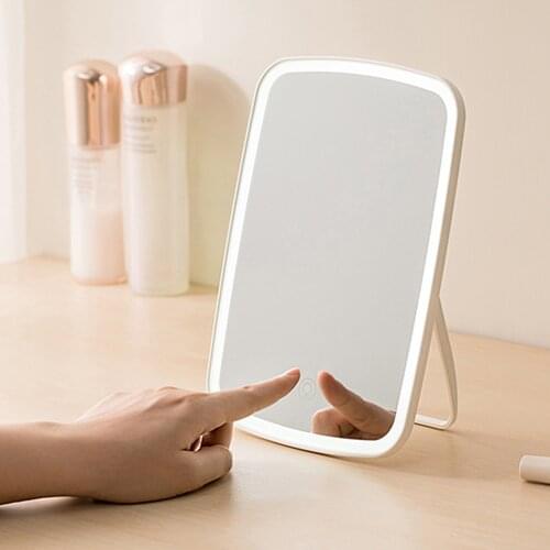 LED Touch Smart Makeup Mirror Tabletop Desktop Portable LED Mirror Folding LED Lighted USB Rechargeable Cosmetic Tool