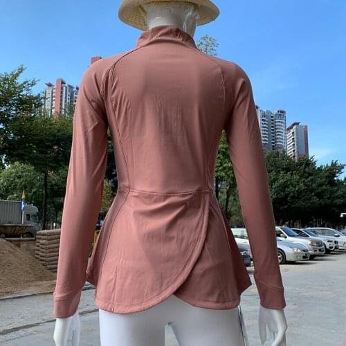 QUMOR Yumei Zipper Yoga Top Yoga Clothes Womens Fall/Winter Waist Long Sleeve Tight and Quick-drying Fitness Clothes