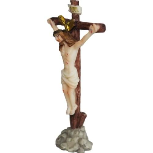 Rood Christianity Home Decoration Jesus Crossing Resin Chirist 10cm