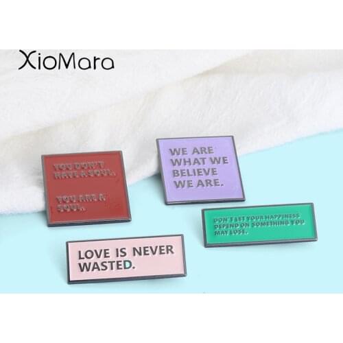 Inspiring Enamel Pin Quote Badges Positive Inspiration Brooches Love Soul Believe Letters Backpack Gift to Cheer You Up