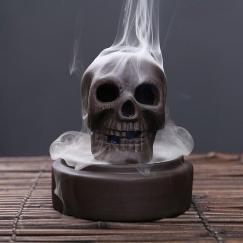 Ceramic Handicraft Windproof Waterfall Backflow Skull Incense Burner Home office Tea House Decorate Ceramic Incense Fountain