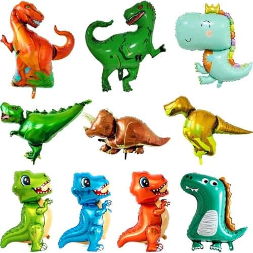 Large 3D Walking Dinosaur Aluminum Foil Balloon Forest Party Jurassic Animal Boy Birthday Party Decoration Dinosaur Balloons
