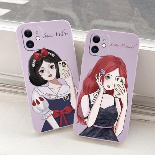 Beauty Princess Liquid Silicone Phone Case For iPhone 12 Max Mini 11 Pro Max X XR XS MAX SE2020 8 7 6 6S Plus Soft Back Cover