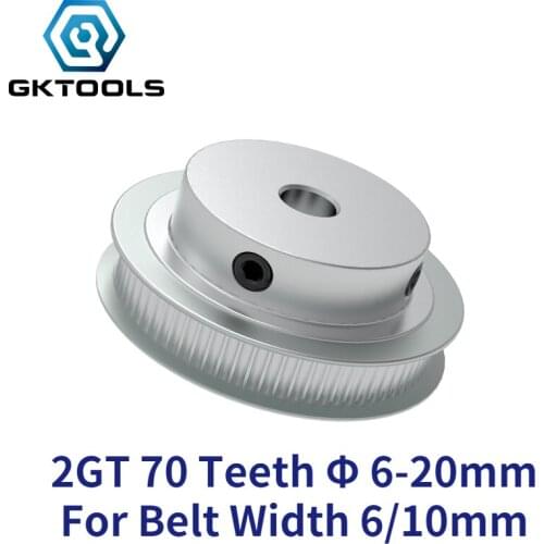 GKTOOLS 70 Teeth 2GT Timing Pulley Bore 6/6.35/8/10/12/14/15/16/17/19/20mm for GT2 Open Synchronous belt width 6/10mm 70Teeth