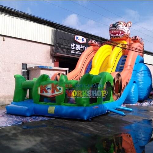 0.55mm PVC Material Inflatable Bouncer Castle Inflatable Tiger Slide For Outdoor Commercial Activity