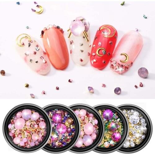 1Box Mixed 3D Nail Art Decorations Colorful Rhinestones Gems Jewelry Flat Back Crystal Rhinestones For Charms Nails Accessories