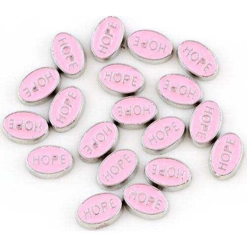 F377 Floating Locket Charms Silver Plated Pink Letter Hope Charms For Glass Memory Locket 6*9mm