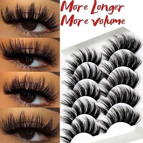 5Pairs 25mm Soft Fluffy 3D Mink False Eyelashes Dramatic Long Wispies Lash Extension Natural Volume Beauty Handmade Eye Makeup