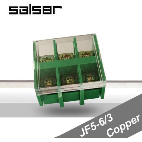 5PCS) JF5-6/3 Copper Terminal blocks 40A/3P Wire Dual Row connection 2.5-6mm2 Universal DIN Rail Mounted