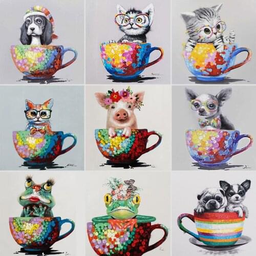 5D Diamond Painting animal Dog Square&Round Diamond mosaic paint Diamond embroidery Cross stitch home decor DIY Art Cat Frog Cup