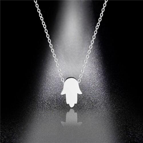 Arabic Soy Luna Hamsa Hand Pendant Necklace for Women/Men Amulet Stainless Steel Hand of Fatima Choker Arab Jewelry Gift