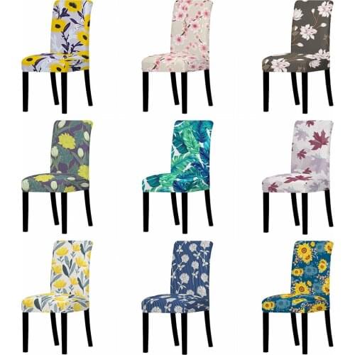 3D Flower Leaf Print Chair Cover for Living Room Dining Hall High Back Chairs Cases Protector for Chairs Kitchen Party Wedding