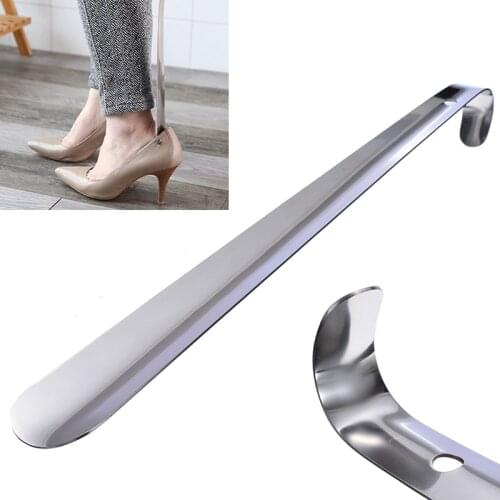Long Shoe Horn Reach Stainless Steel Metal Lifter Aid Slip Handle Shoehorn Remover Flexible Shoe Horn for Pregnant or the Aged