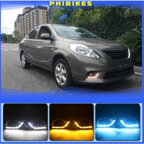 For Nissan Almera Latio Sunny Versa 2011 2012 2013 LED DRL Daytime Running Lights Daylight Fog Head Lamp
