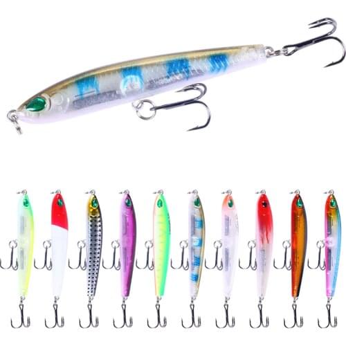 HENGJIA 1pc 8cm 9g Minnow Pencil Fishing Lure Hard Bait isca artificial Wobbles Slow Sinking Lifelike Baits High quality hook
