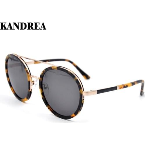 KANDREA 2020 Fashion Women Round Sunglasses Female Metal Sunglass Unisex UV400 Oversized Sun Glasses Man Classic Design Goggles