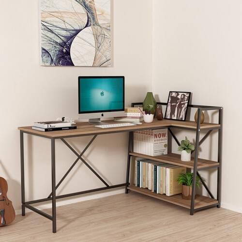 Mordeka Bookshelf Study Desk Computer Desk