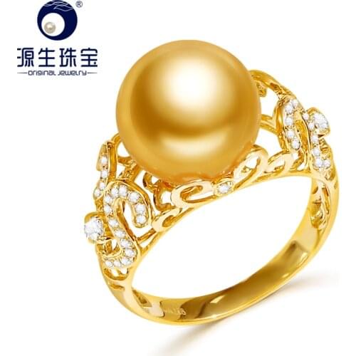 YS 2.68 Grams 14K Solid Gold Anniversary Ring 10-11mm Genuine Saltwater South Sea Pearl Ring Fine Jewelry